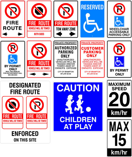 Parking & Traffic Control signs